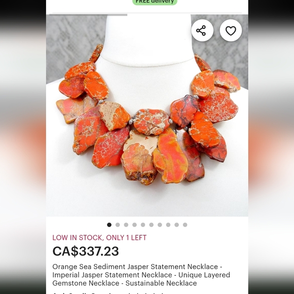 Designer Lucas Lameth orange sea sediment jasper and silver 925 necklace - Picture 11 of 11